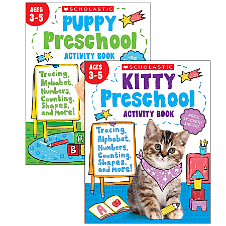 Scholastic Teacher Resources Puppy & Kitty Activity Book Bundle, Set Of 2 Books