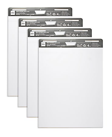 Office Depot Brand Self Stick Easel Pads 25 x 30 30 Sheets 80percent  Recycled White Pack Of 4 Pads - Office Depot