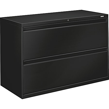 HON® Brigade® 800 42"W Lateral 2-Drawer File Cabinet, Metal, Black