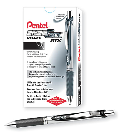 Pentel® EnerGel™ Retractable Liquid Gel Pens, Medium Point, 0.7 mm ...