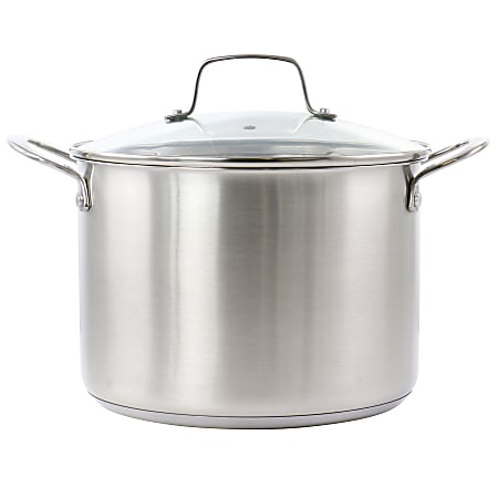 Martha Stewart Everday Midvale 8-Quart Stainless Steel Stock Pot With Lid, Silver