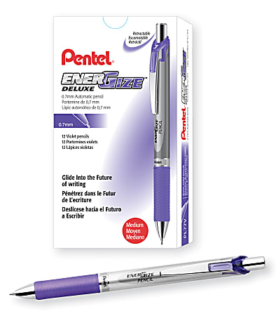 Pentel® EnerGize Mechanical Pencils, 0.7 mm, Violet/Silver, Pack