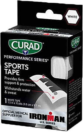 CURAD® IRONMAN Performance Series Sports Tape, 1-1/2" x 10 Yd, White, Pack Of 24 Rolls