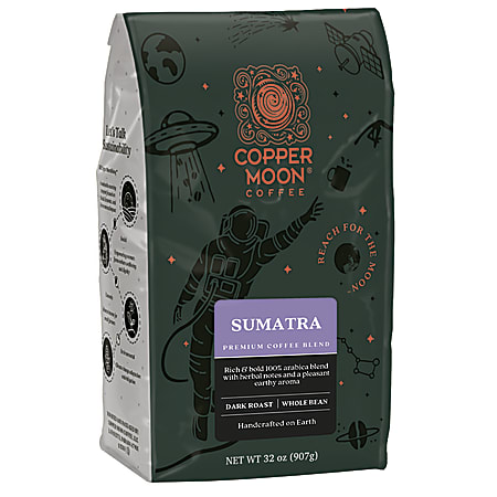 Copper Moon® World Coffees Whole Bean Coffee, Sumatra, 2 Lb Per Bag, Carton Of 4 Bags