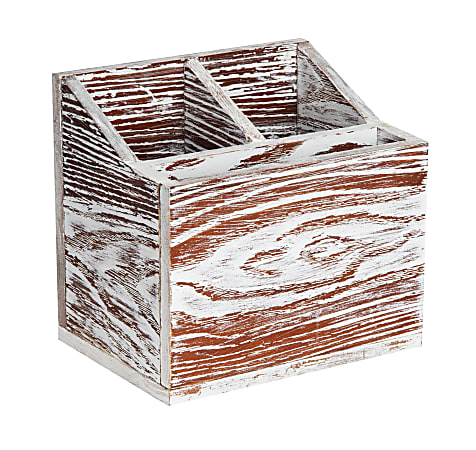 Mind Reader 3-Section Tabletop Utensil Holder, 7-1/8"H x 7-1/2”W x 5-1/2"D, Brown