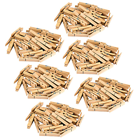 Teacher Created Resources STEM Basics Medium Clothespins, Beige, 50 Clothespins Per Pack, Set Of 6 Packs