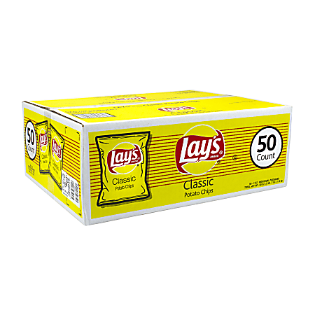 Frito Lay Original Lays Potato Chips 1 Oz Box Of 50 Bags - Office Depot