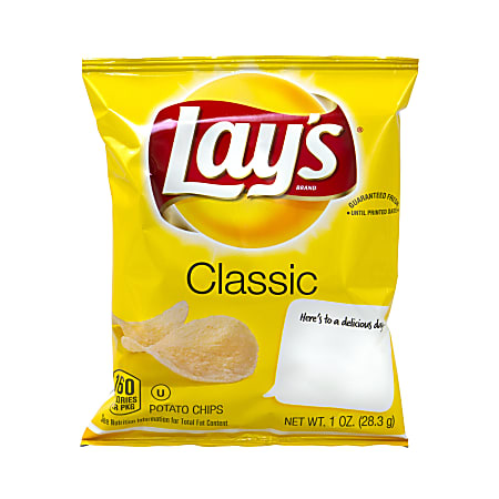 Frito Lay Original Lays Potato Chips 1 Oz Box Of 50 Bags Office Depot