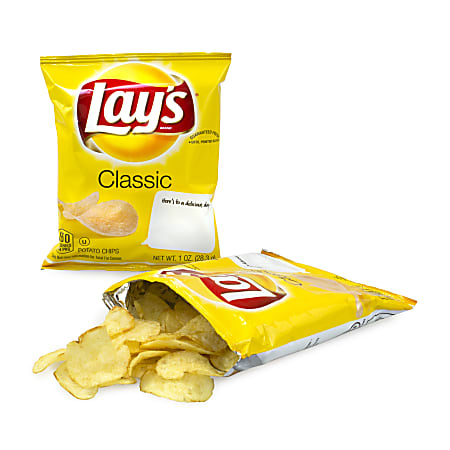 Frito Lay Original Lays Potato Chips 1 Oz Box Of 50 Bags Office Depot