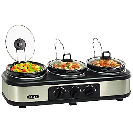 Bella 3X1.5QT Oval Triple Slow Cooker with Lid Rests - Office Depot