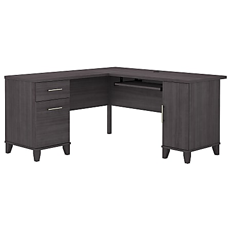 Bush Furniture Somerset 60"W L-Shaped Desk, Storm Gray, Standard Delivery