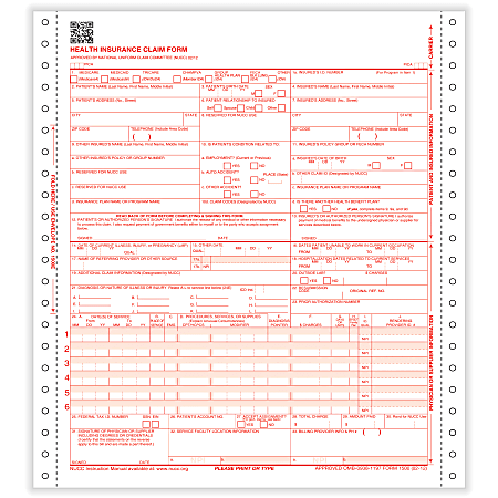 ComplyRight CMS-1500 Health Insurance Claim Form (02/12), 2-Part, Continuous, 9-1/2” x 11”, White, Pack of 1,000