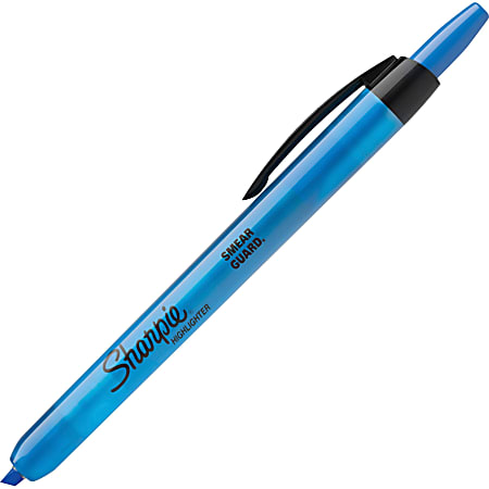 Sharpie® Accent Retractable Highlighter, Micro Chisel Point, Fluorescent Blue, Pack Of 12