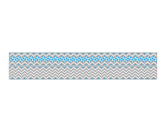 Barker Creek Double-Sided Straight-Edge Border Strips, 3" x 35", Chevron Gray And Blue, Pack Of 12