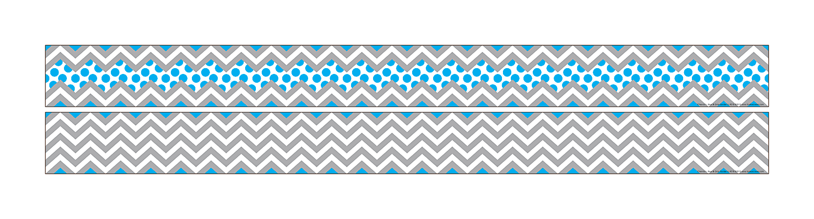 Barker Creek Double-Sided Straight-Edge Border Strips, 3" x 35", Chevron Gray And Blue, Pack Of 12