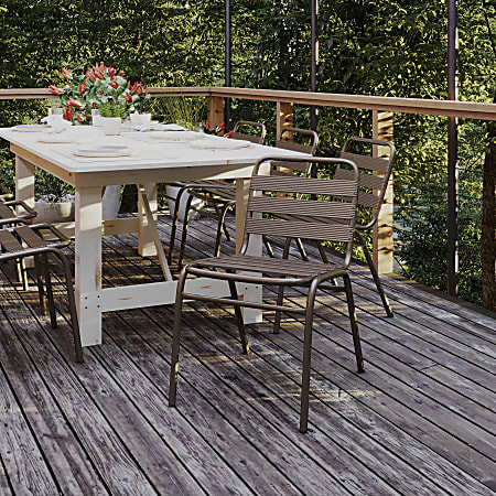 Flash Furniture Lila Aluminum Restaurant Stack Armless Chair, Bronze