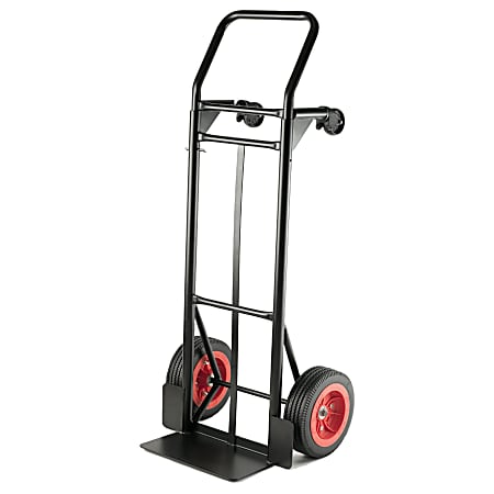Global Hardlines® Convertible Hand Truck, 500-600 Lb Capacity, 47 1/5"H x 20 2/5"W x 16 4/5"D, Black/Red