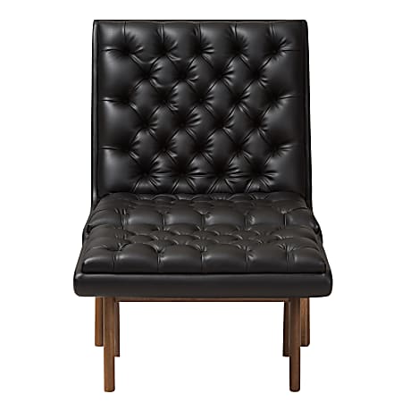 Baxton Studio Yasin Chair And Ottoman Set BlackWalnut Office Depot