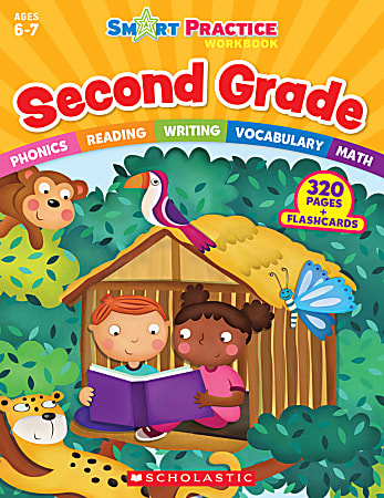 Scholastic Smart Practice Workbook With 48 Flash Cards, Grade 2