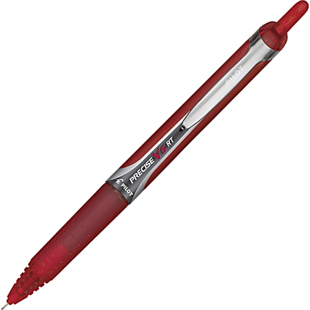 Pilot Precise V5 RT Extra-Fine Premium Retractable Rolling Ball Pens - Fine Point Type - 0.5 mm Point Size - Needle Point Style - Refillable - Red Water Based Ink - Red Barrel - 1 Each
