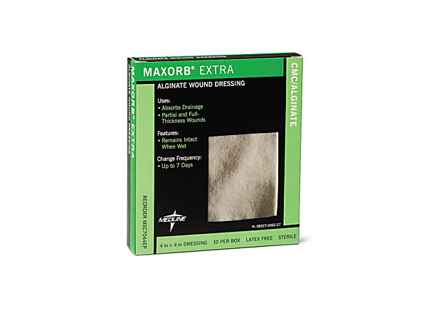 Maxorb Extra CMC/Alginate Dressings, 4" x 4", White,