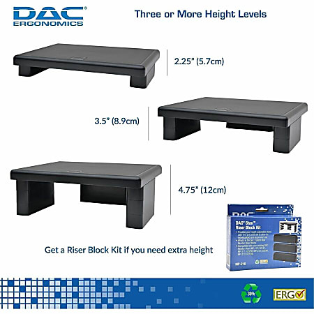 DAC Adjustable LCDTFT Monitor Riser 66 lb Load Capacity Flat Panel ...