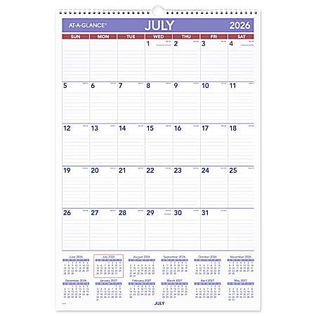 AT-A-GLANCE® Academic 2026-2027 Monthly Wall Calendar, Large, 15 1/2" x 22 3/4"