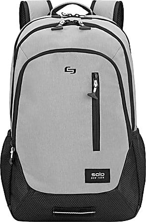 Solo New York Region Polyester Backpack With 15.6" Laptop Pocket, 19"H x 13"W x 6"D, Gray