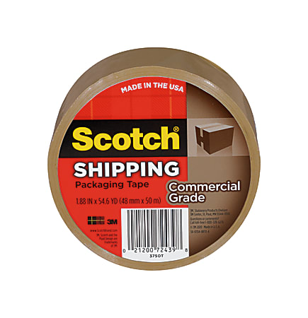 Scotch® Commercial Grade Packing Tape, 1 7/8" x 54.6 Yd., Tan, Pack Of 6