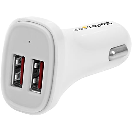 StarTech.com Dual Port USB Car Charger - White