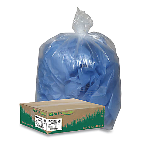 Earthsense&reg; Commercial Liners Linear Low Density Clear Recycled Can Liners, 23 gal, 1 mil, 28.5" x 43", Clear, 150/Carton