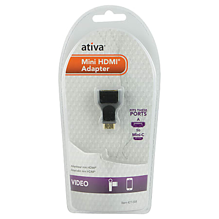 Ativa® A To C Mini HDMI Adapter, Black
