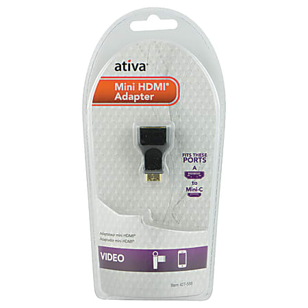 Ativa® A To C Mini HDMI Adapter, Black