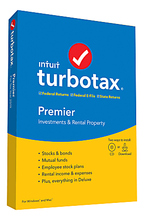 Intuit® TurboTax® 2019, Premier Federal Efile, For PC/Mac®