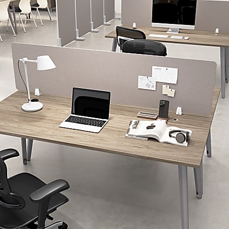 WorkPro® Motiva Desktop Privacy Screen, 18-1/8”H x 70”W x 2”D, Warm Beige, Standard Delivery