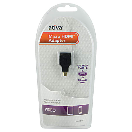 Ativa® A To D Micro HDMI Adapter, Black