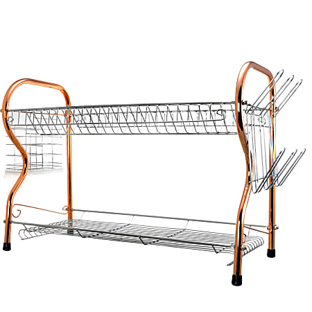 Better Chef 2-Tier Chrome-Plated Dish Rack, Copper, 16"