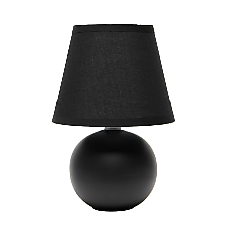 Simple Designs  Mini Ceramic Globe Table Lamp, 8 7/8"H, Black