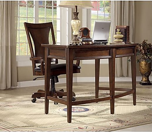 Cole Office Markham Desk Chair, 44 1/4"H x 24"W x 26"D, Cherry Frame, Black Faux-Leather