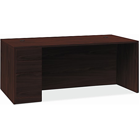 HON 10500 H105898L Pedestal Desk - 66" x 36"29.5" - 3 x Box, File Drawer(s)Left Side - Finish: Mahogany