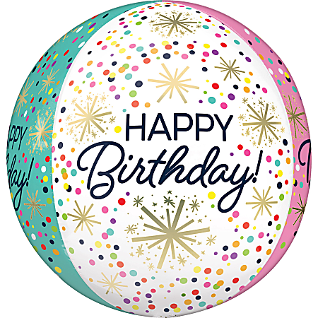 Amscan Birthday Foil Balloon, Circle, 16", Orbz Confetti Sprinkle