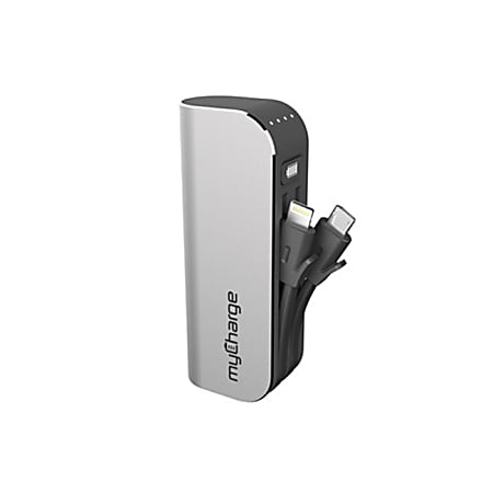 myCharge® HubMini Portable Battery Charger For Smartphones And USB Devices, Gray, HB30V