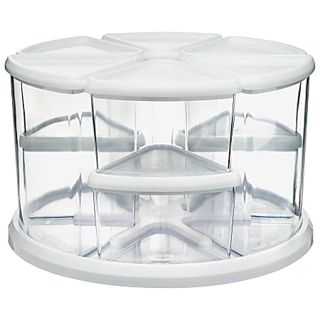 Deflecto Rotating Carousel Supply Organizer, 9 Compartments, 6-5/8" x 11-1/8", White