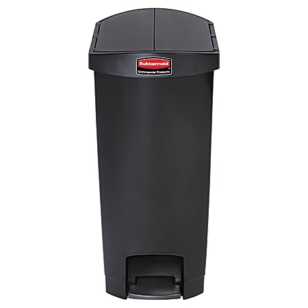 Rubbermaid® Slim Jim Step-On Resin End Step Wastebasket, 13 Gallons, Black