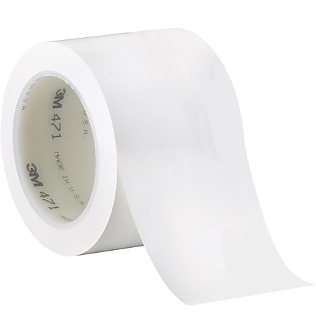3M™ 471 Vinyl Tape, 3" Core, 3" x 36 Yd., White, Case Of 3