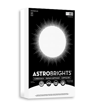 Astrobrights® Card Stock, Astro White, Legal (8.5" x 14"), 65 Lb, Pack Of 125