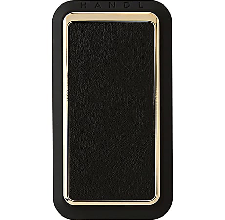 HANDL HANDLstick Phone Grip, 3-5/16", Black Leather/Gold Trim