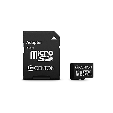 Centon MP Essential - Flash memory card (microSDXC to SD adapter included) - 64 GB - UHS-I U1 / Class10 - microSDXC UHS-I