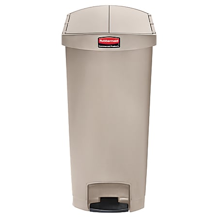 Rubbermaid® Slim Jim Step-On Resin End Step Wastebasket, 18 Gallons, Beige