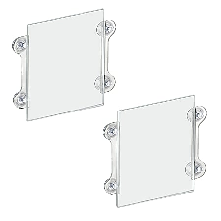 Azar Displays Vertical/Horizontal Sign Frames with Suction Cups, 8 1/2"x11", Clear, Pack of 2